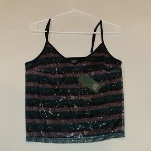 Sequined Sleeveless Crop Top